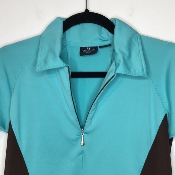 𝅺vuarnet sport half zip two tone shorts sleeve top - Picture 5 of 10